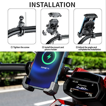 Soporte para teléfono de motocicleta con cargador inalámbrico Qi de 15 W