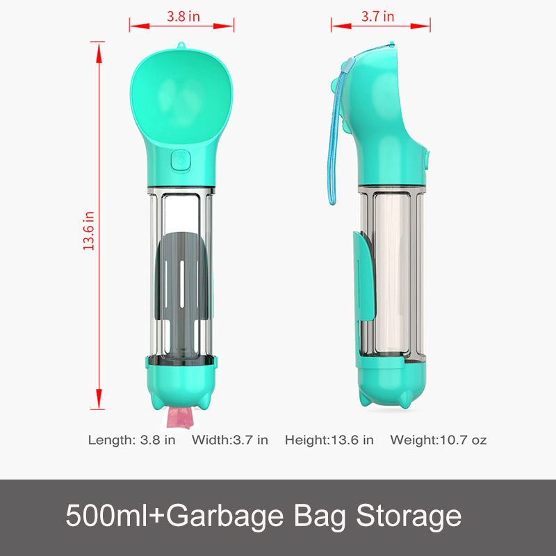 Botella de agua multifuncional 5 en 1 para mascota.